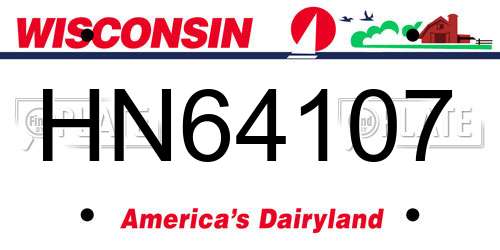 HN64107 Wisconsin License Plate