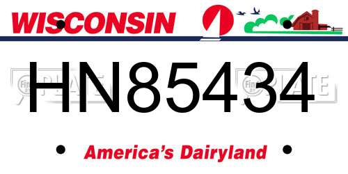 HN85434 Wisconsin License Plate