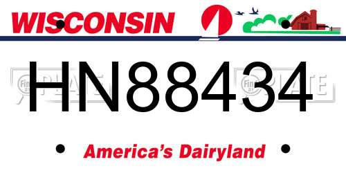 HN88434 Wisconsin License Plate