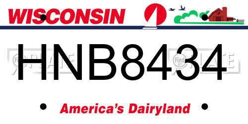 HNB8434 Wisconsin License Plate