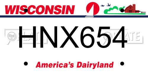 HNX654 Wisconsin License Plate