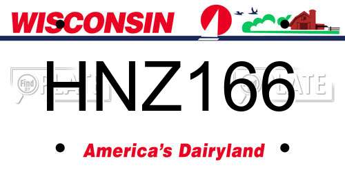 HNZ166 Wisconsin License Plate