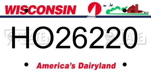 HO26220 Wisconsin License Plate