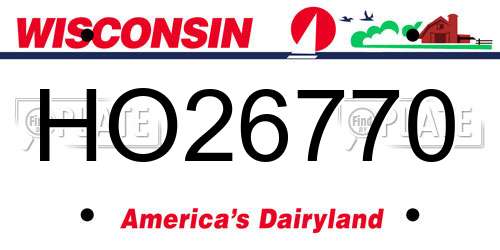 HO26770 Wisconsin License Plate