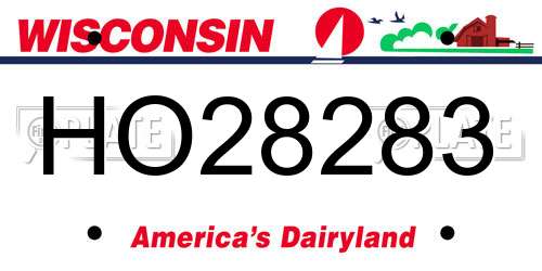 HO28283 Wisconsin License Plate