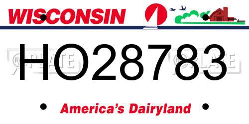 HO28783 Wisconsin License Plate