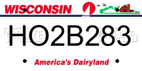 HO2B283 Wisconsin License Plate