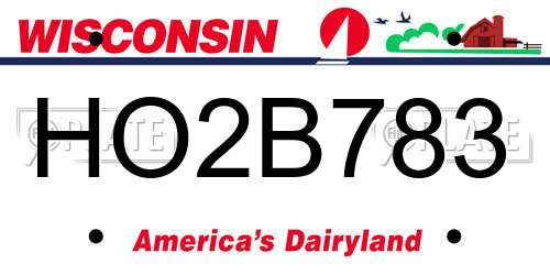 HO2B783 Wisconsin License Plate