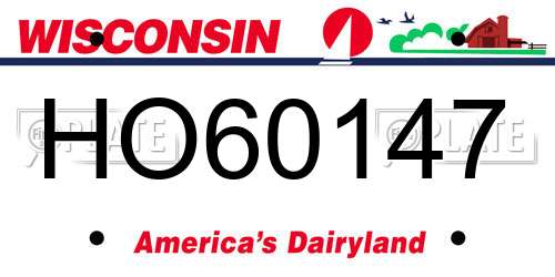 HO60147 Wisconsin License Plate