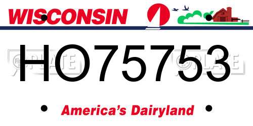 HO75753 Wisconsin License Plate