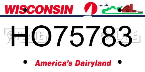 HO75783 Wisconsin License Plate