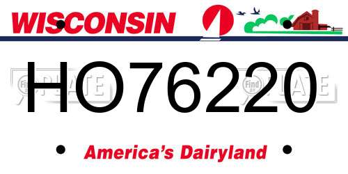 HO76220 Wisconsin License Plate