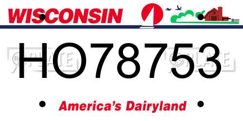 HO78753 Wisconsin License Plate