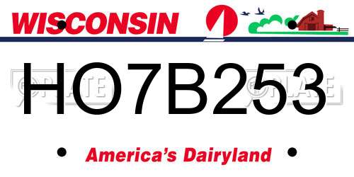 HO7B253 Wisconsin License Plate