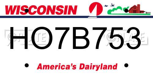 HO7B753 Wisconsin License Plate