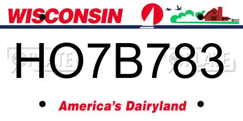 HO7B783 Wisconsin License Plate