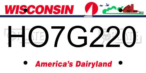 HO7G220 Wisconsin License Plate
