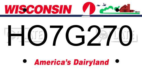 HO7G270 Wisconsin License Plate