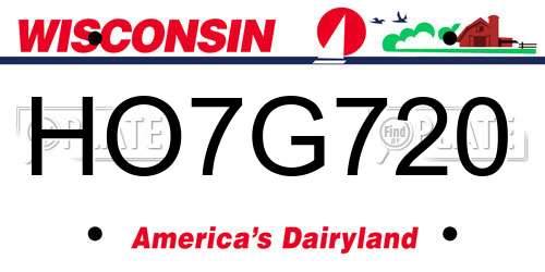 HO7G720 Wisconsin License Plate