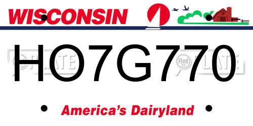 HO7G770 Wisconsin License Plate