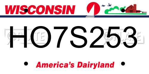 HO7S253 Wisconsin License Plate