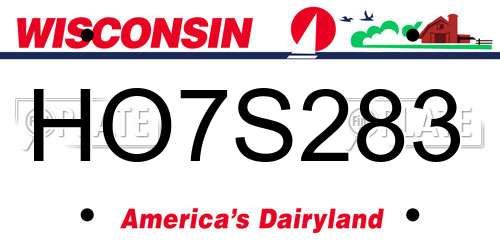 HO7S283 Wisconsin License Plate