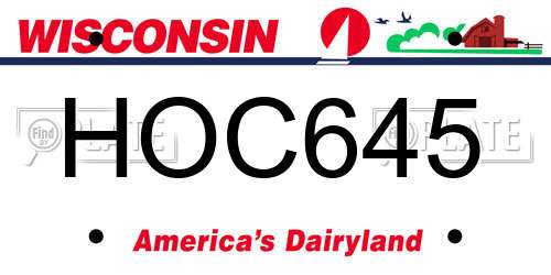 HOC645 Wisconsin License Plate