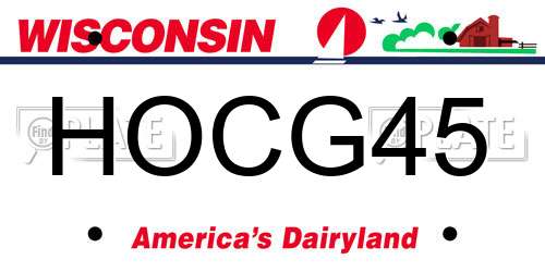 HOCG45 Wisconsin License Plate