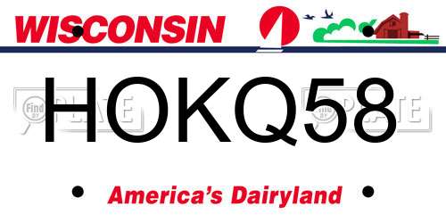 HOKQ58 Wisconsin License Plate
