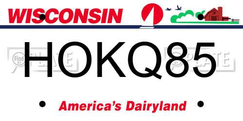 HOKQ85 Wisconsin License Plate