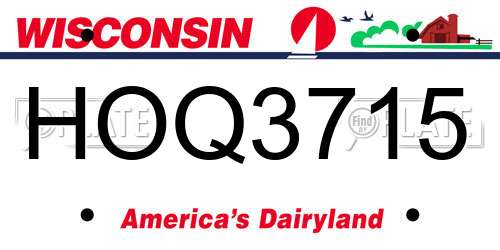 HOQ3715 Wisconsin License Plate