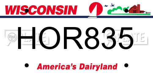 HOR835 Wisconsin License Plate