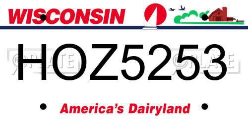 HOZ5253 Wisconsin License Plate