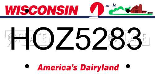 HOZ5283 Wisconsin License Plate