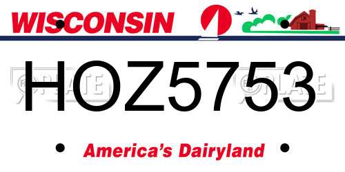 HOZ5753 Wisconsin License Plate