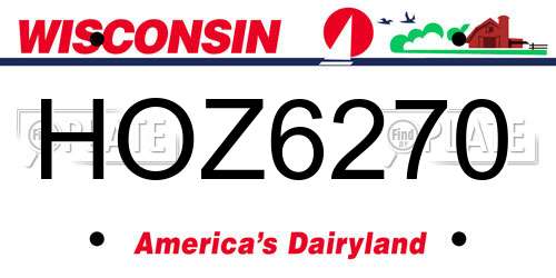 HOZ6270 Wisconsin License Plate