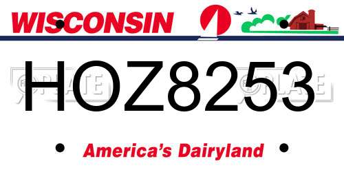 HOZ8253 Wisconsin License Plate