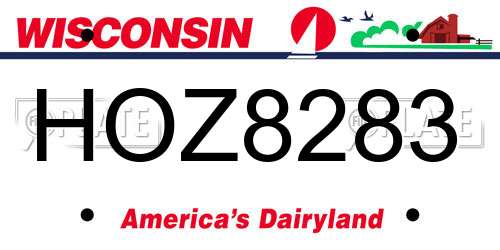 HOZ8283 Wisconsin License Plate