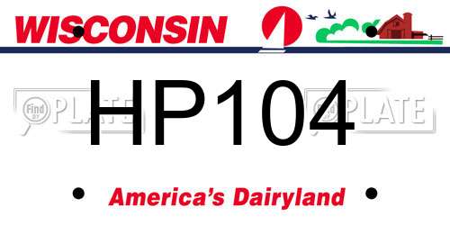 HP104 Wisconsin License Plate