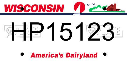 HP15123 Wisconsin License Plate