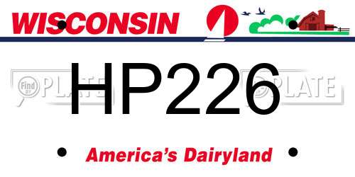 HP226 Wisconsin License Plate