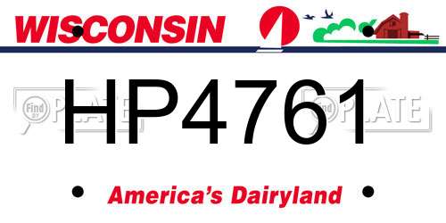 HP4761 Wisconsin License Plate