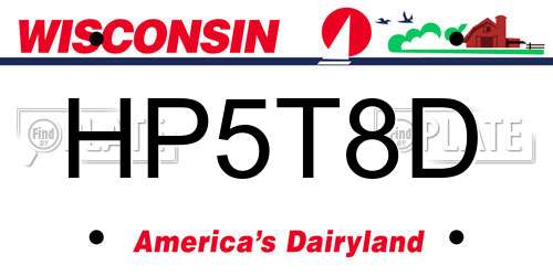 HP5T8D Wisconsin License Plate