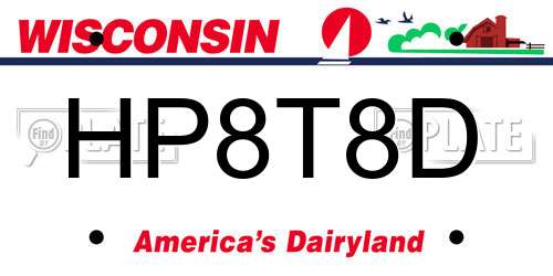 HP8T8D Wisconsin License Plate