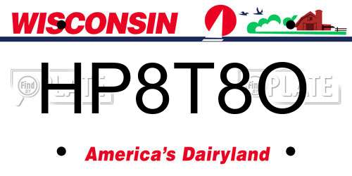 HP8T8O Wisconsin License Plate