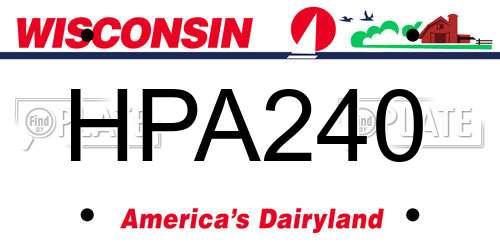HPA240 Wisconsin License Plate