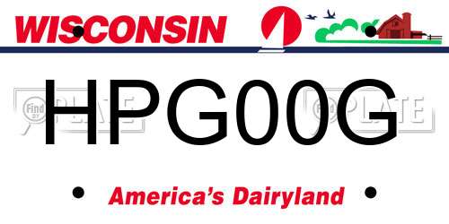 HPG00G Wisconsin License Plate
