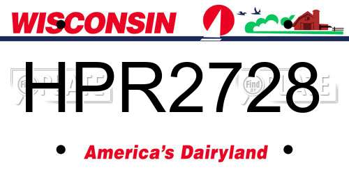 HPR2728 Wisconsin License Plate