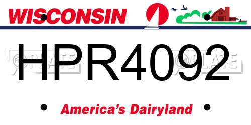 HPR4092 Wisconsin License Plate