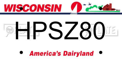 HPSZ80 Wisconsin License Plate